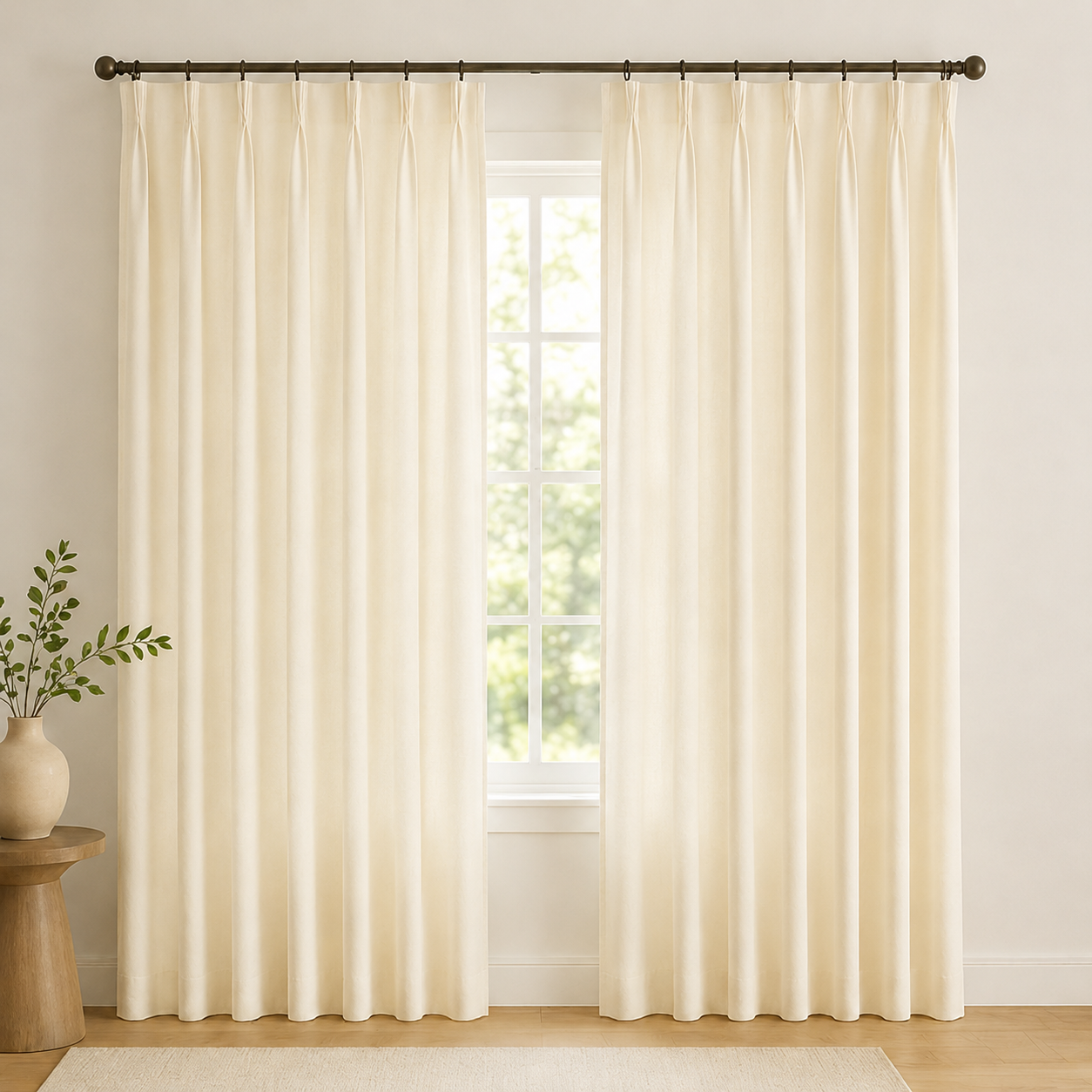 Maplehem Linen Ready Made Privacy Curtains – Pinch Pleat Unlined | Ivory, Light Gray & Sky Blue