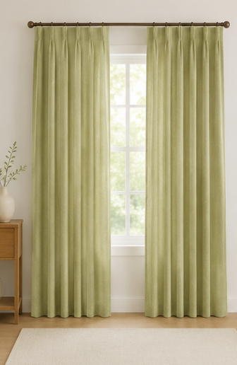 Maplehem Linen Pinch Pleat Curtains | Sage Green, Olive Green & Beige