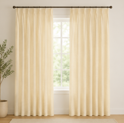 Maplehem Linen Pinch Pleat Curtains | Cream, Off-White & Blush Pink