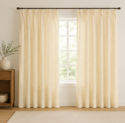 Maplehem Linen Pinch Pleat Curtains | Cream, Off-White & Blush Pink
