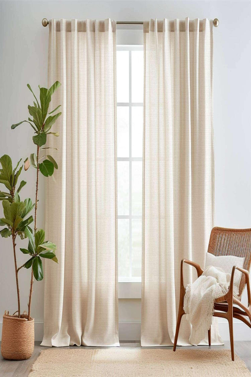 Custom Belgian Linen Curtain – Natural Flax