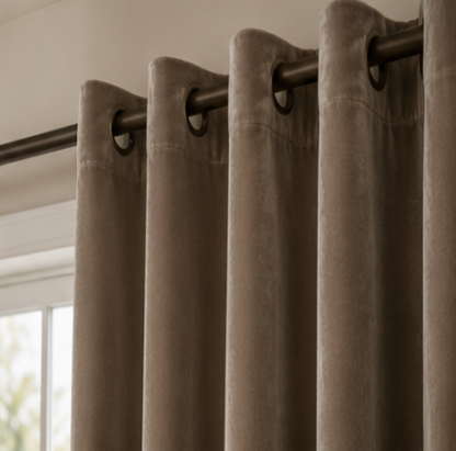 Maplehem Velvet Curtains | White, Brown & Gold