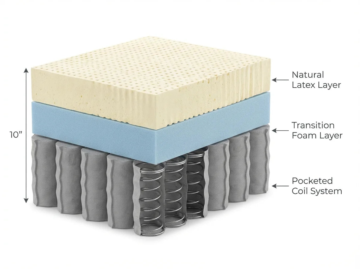 ComfortNest 10" Natural Latex Hybrid Mattress | Eco-Friendly | Bouncy & Breathable