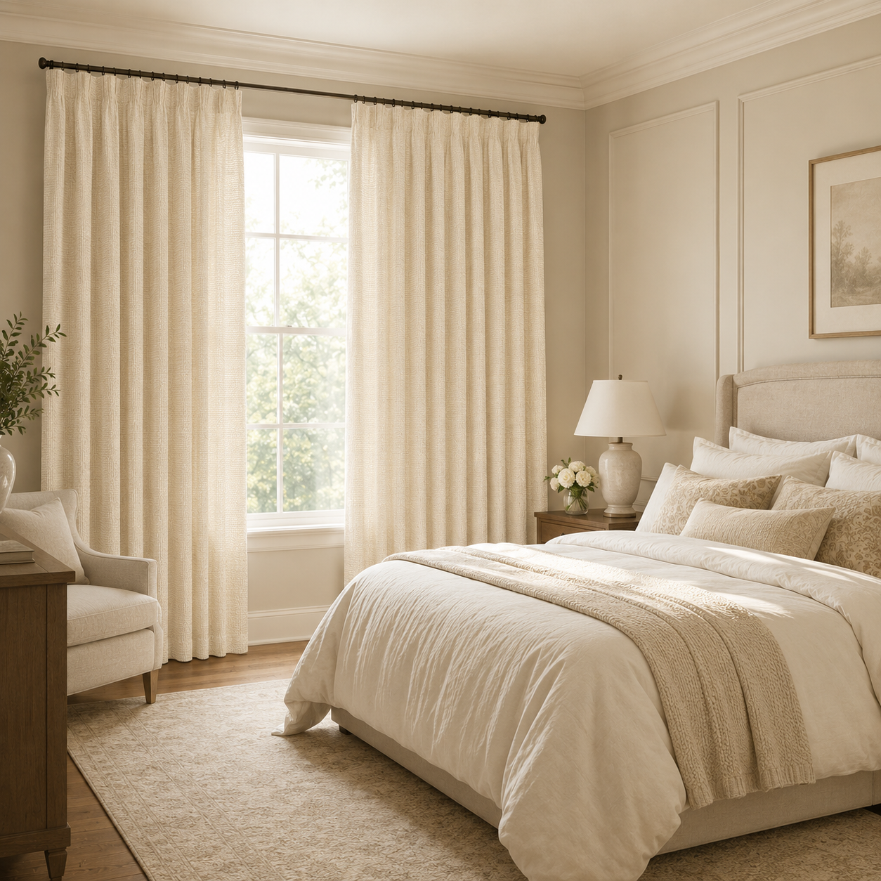 Cotton Curtain Panel | Charcoal & Cream
