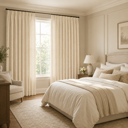 Cotton Curtain Panel | Charcoal & Cream