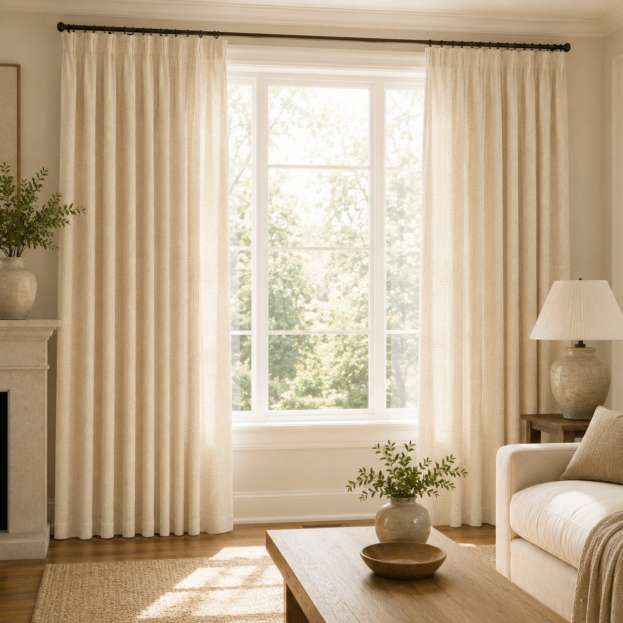 Cotton Curtain Panel | Charcoal & Cream
