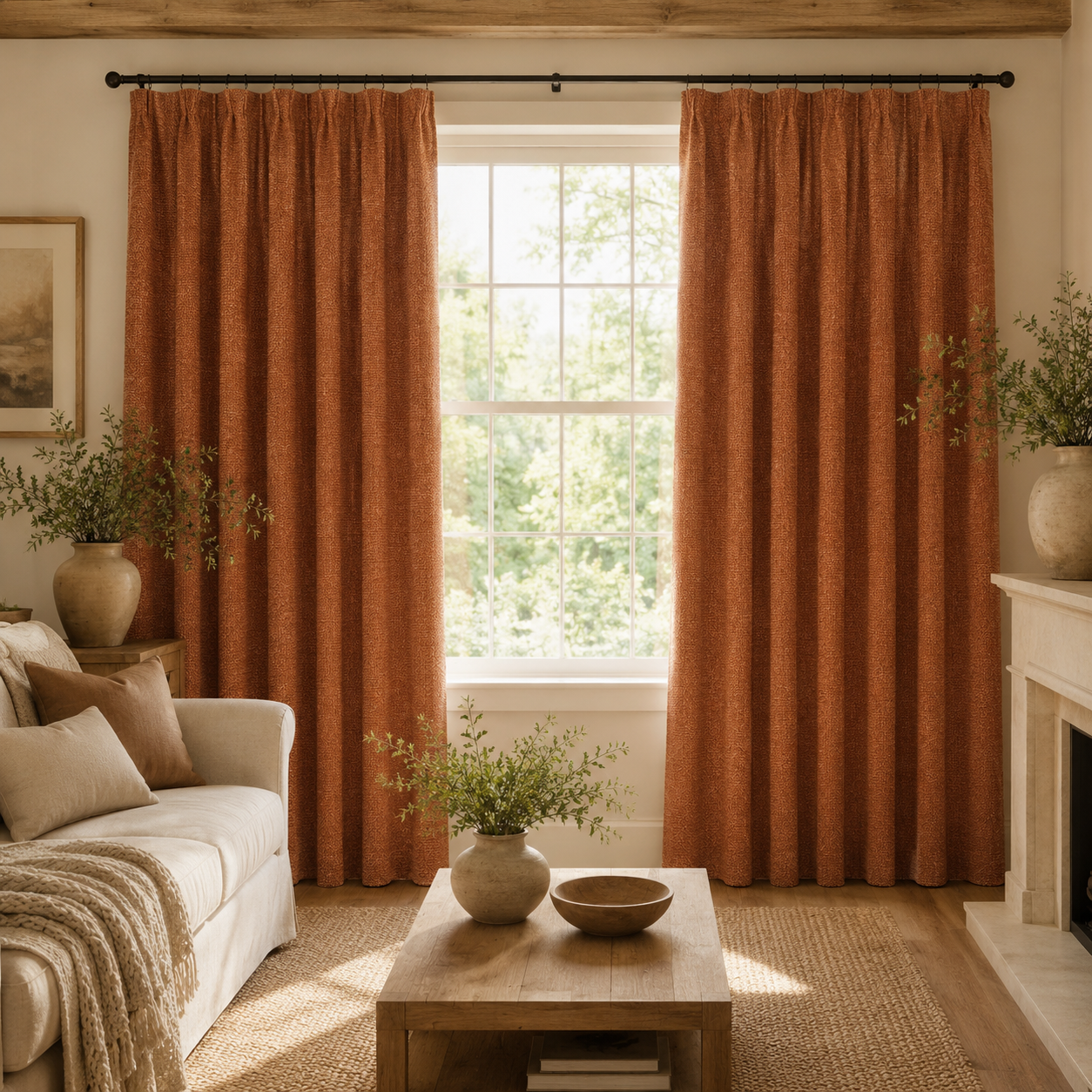 Cotton Curtain Panel | Charcoal & Cream