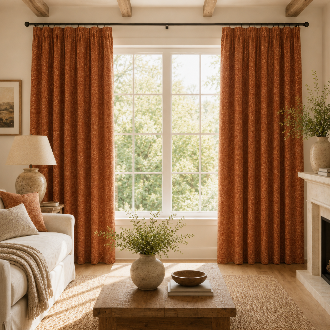 Cotton Curtain Panel | Charcoal & Cream