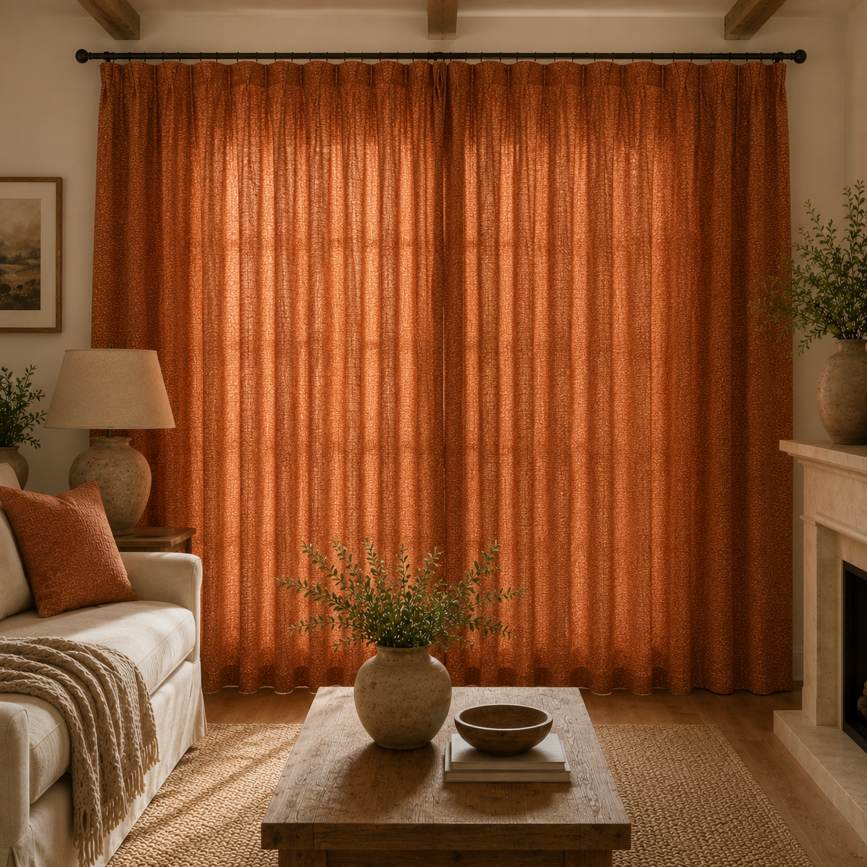 Cotton Curtain Panel | Charcoal & Cream