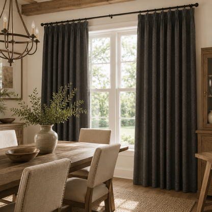Cotton Curtain Panel | Charcoal & Cream