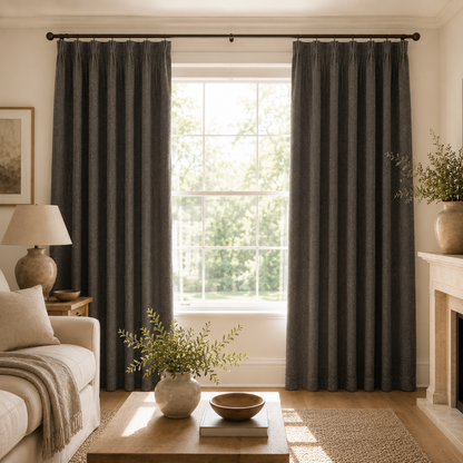 Cotton Curtain Panel | Charcoal & Cream
