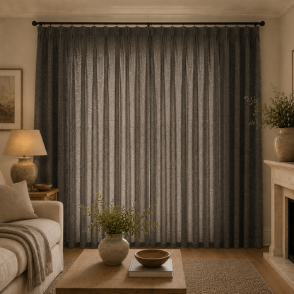 Cotton Curtain Panel | Charcoal & Cream