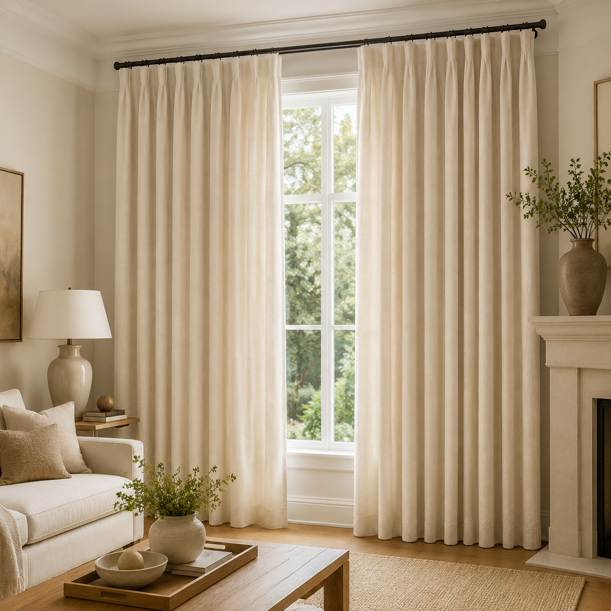 Premium Cotton Curtain | Dusty Blue, Ivory & Sage Green