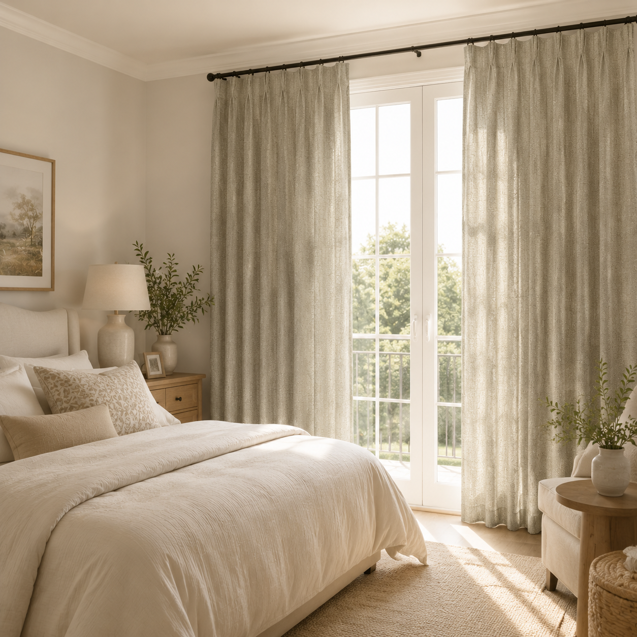 Premium Cotton Curtain | Dusty Blue, Ivory & Sage Green