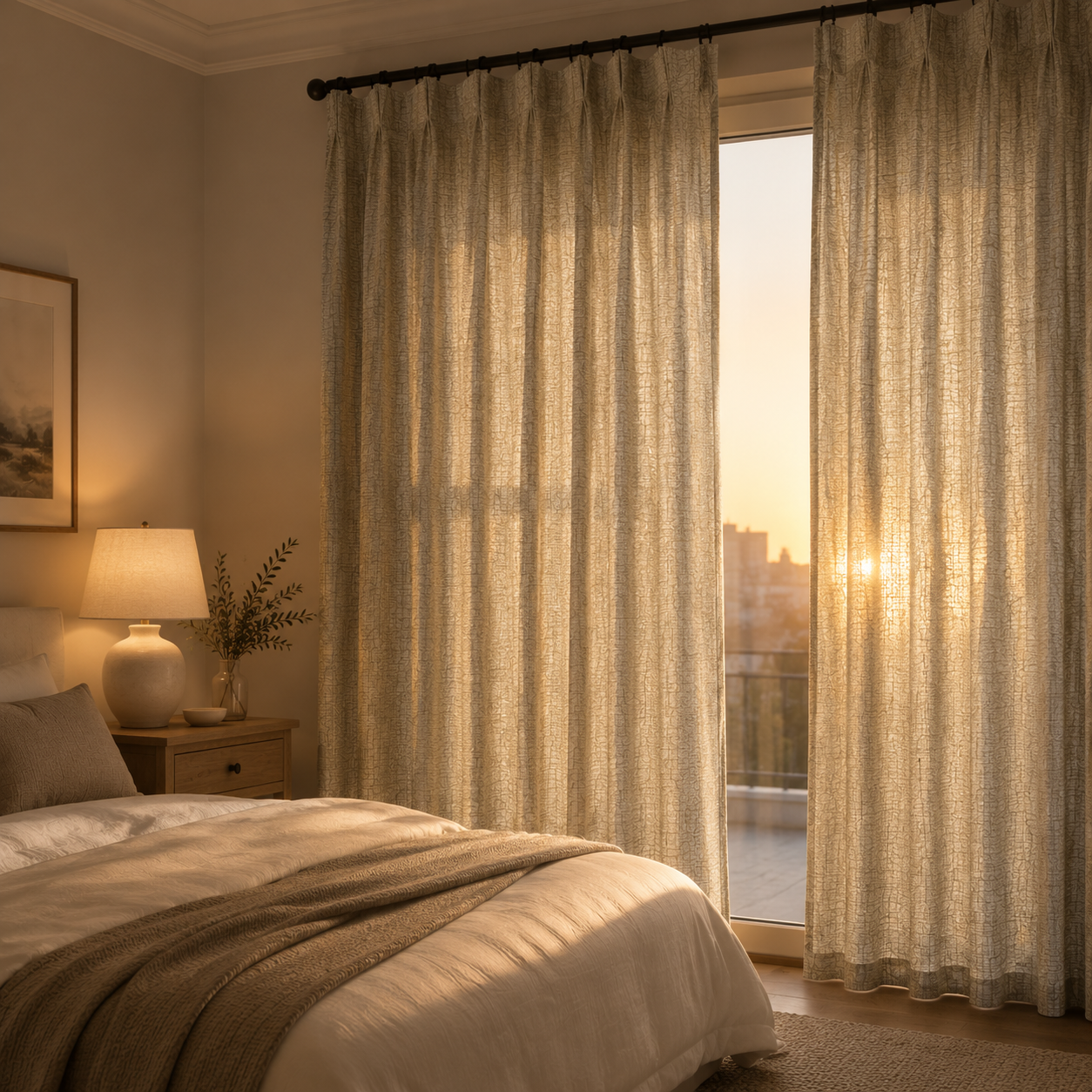 Premium Cotton Curtain | Dusty Blue, Ivory & Sage Green