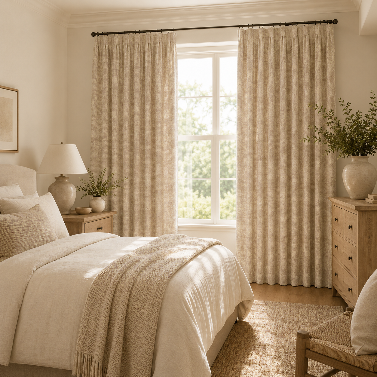 Cotton Curtain Panel | Charcoal & Cream