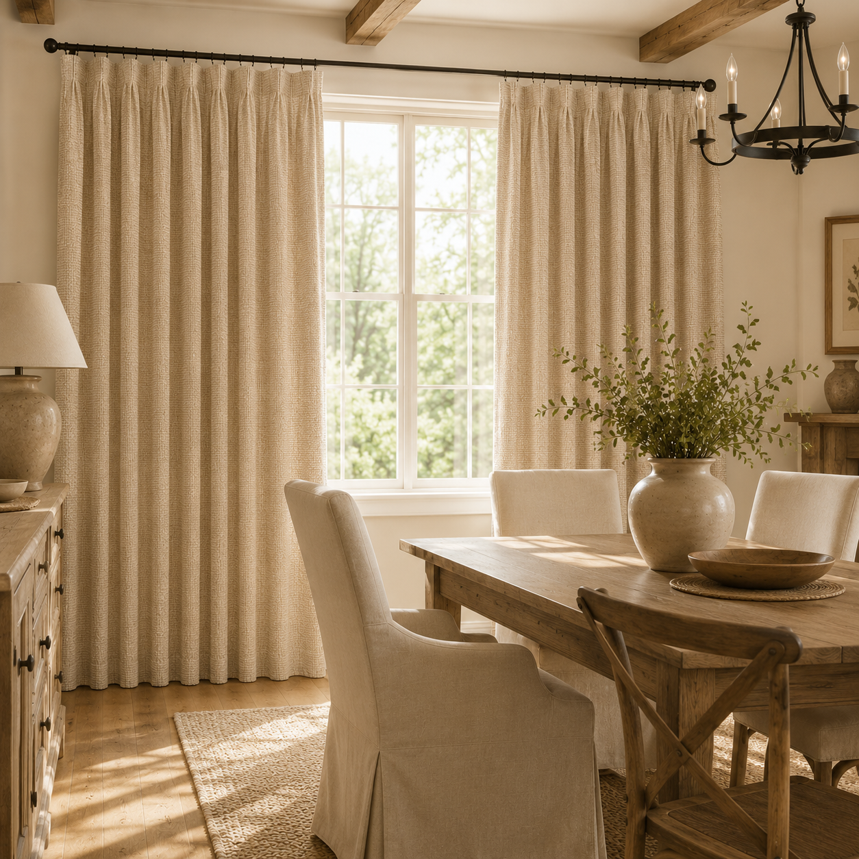 Cotton Curtain Panel | Charcoal & Cream