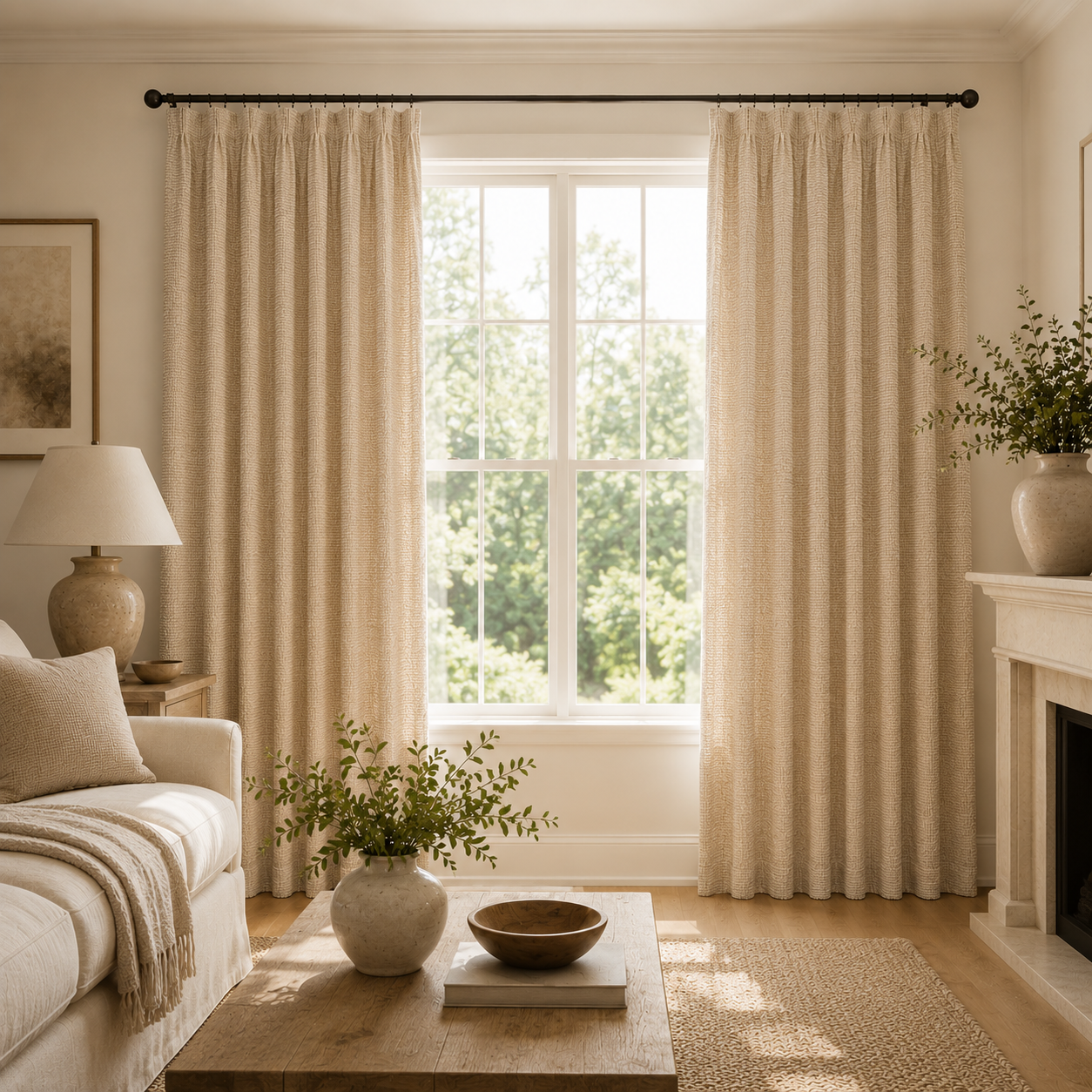 Cotton Curtain Panel | Charcoal & Cream