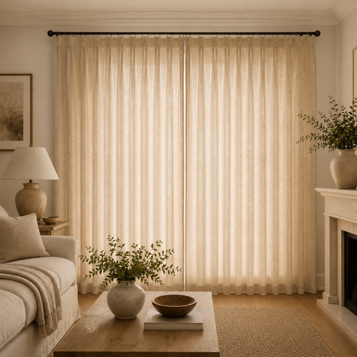 Cotton Curtain Panel | Charcoal & Cream
